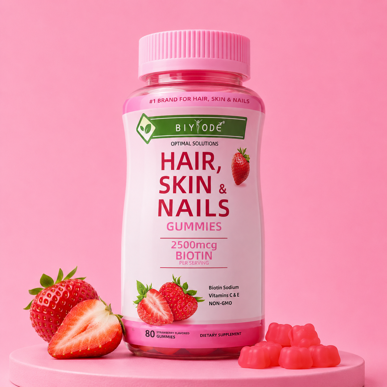 Gummies Hair, Skin & Nails BIYODÉ – Biotine 2500 mcg